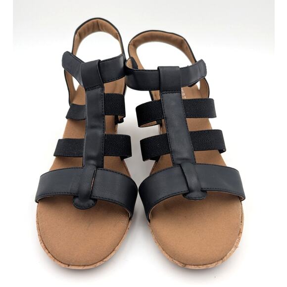 Rockport Briah Gladiator Wedge Sandals Women's Black/Brown Size US8 EU39 - Picture 2 of 12
